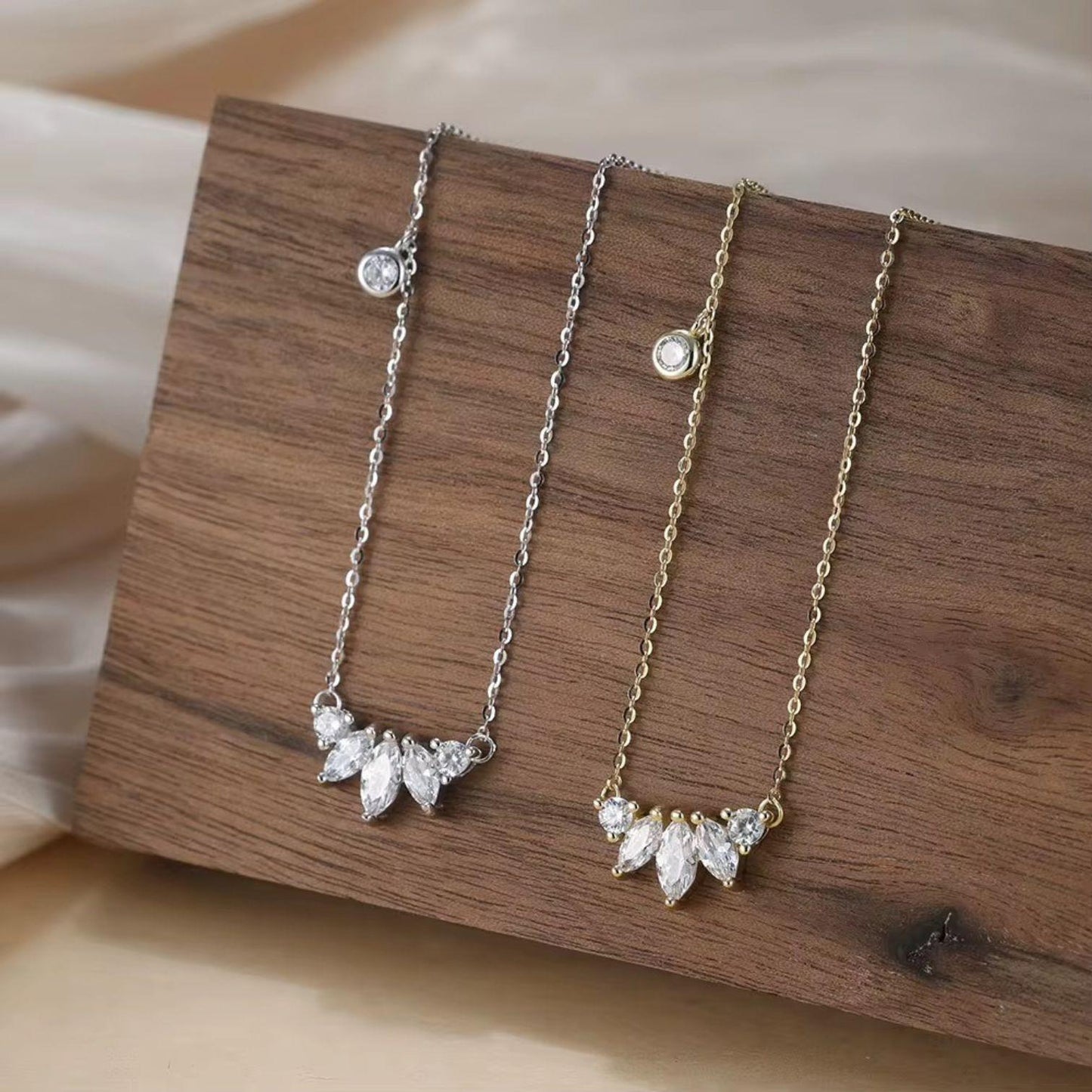 Dainty Simple Cubic Zirconia Pendant Necklace - APN46 Gold