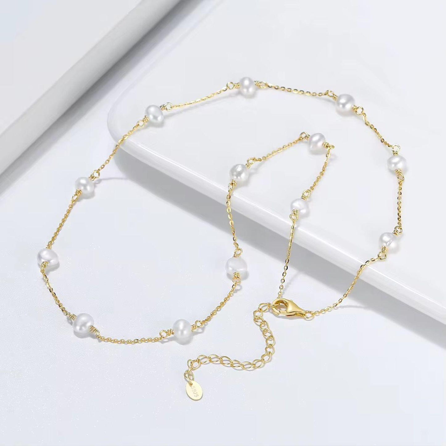 Delicate Natural Freshwater Pearl Choker Necklace - BGPN19