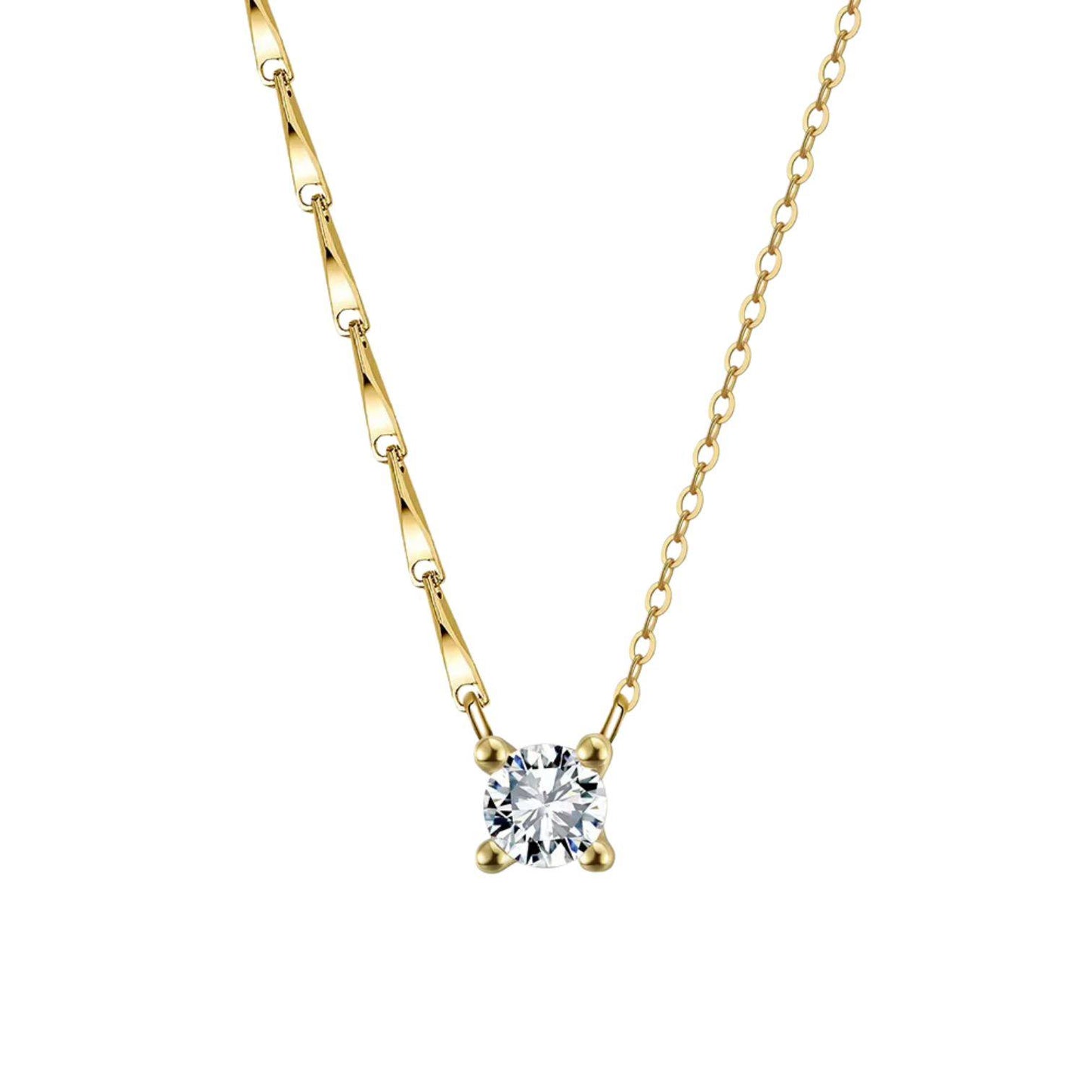 Dainty Round Cubic Zirconia Pendant Necklace - APN46 Gold
