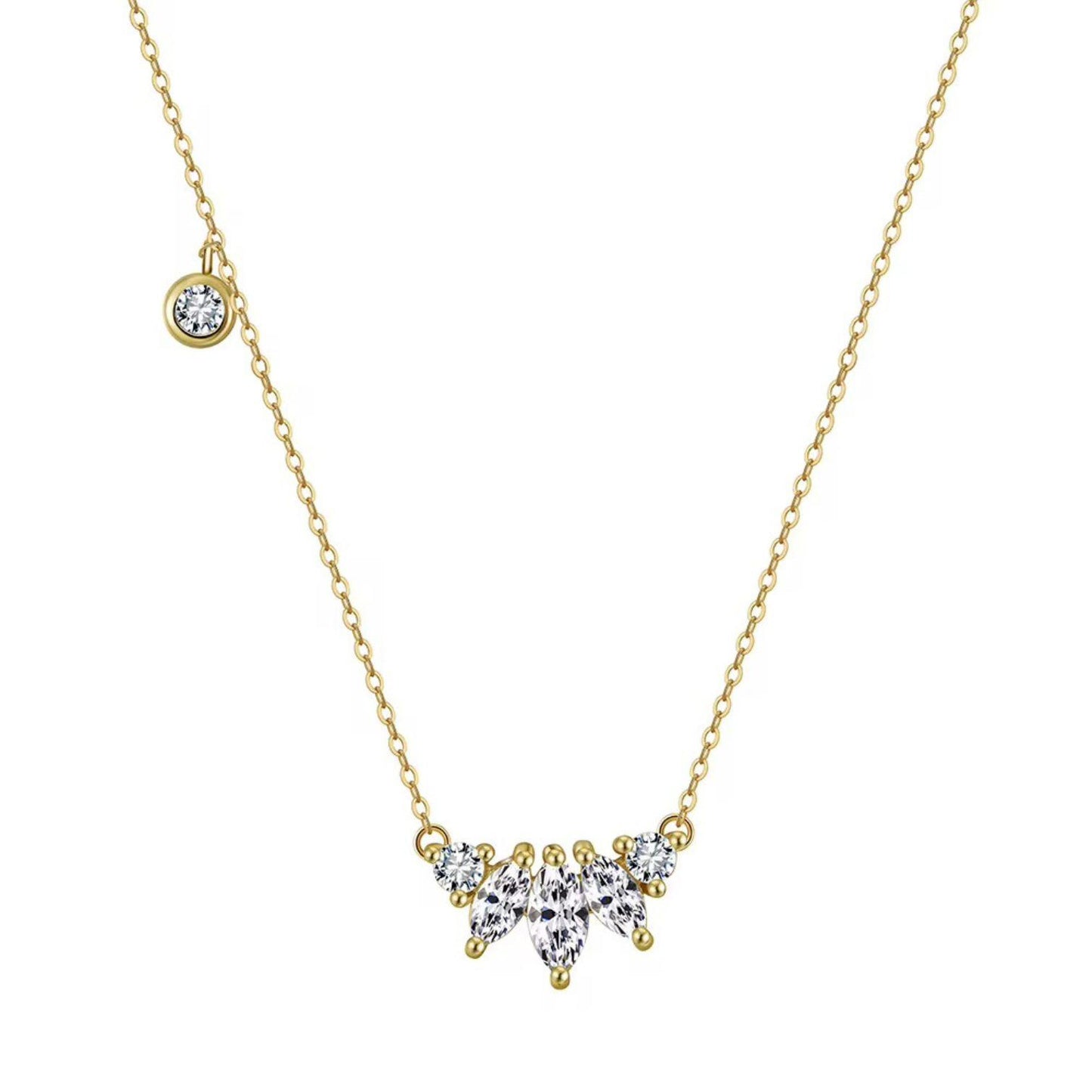 Dainty Simple Cubic Zirconia Pendant Necklace - APN46 Gold