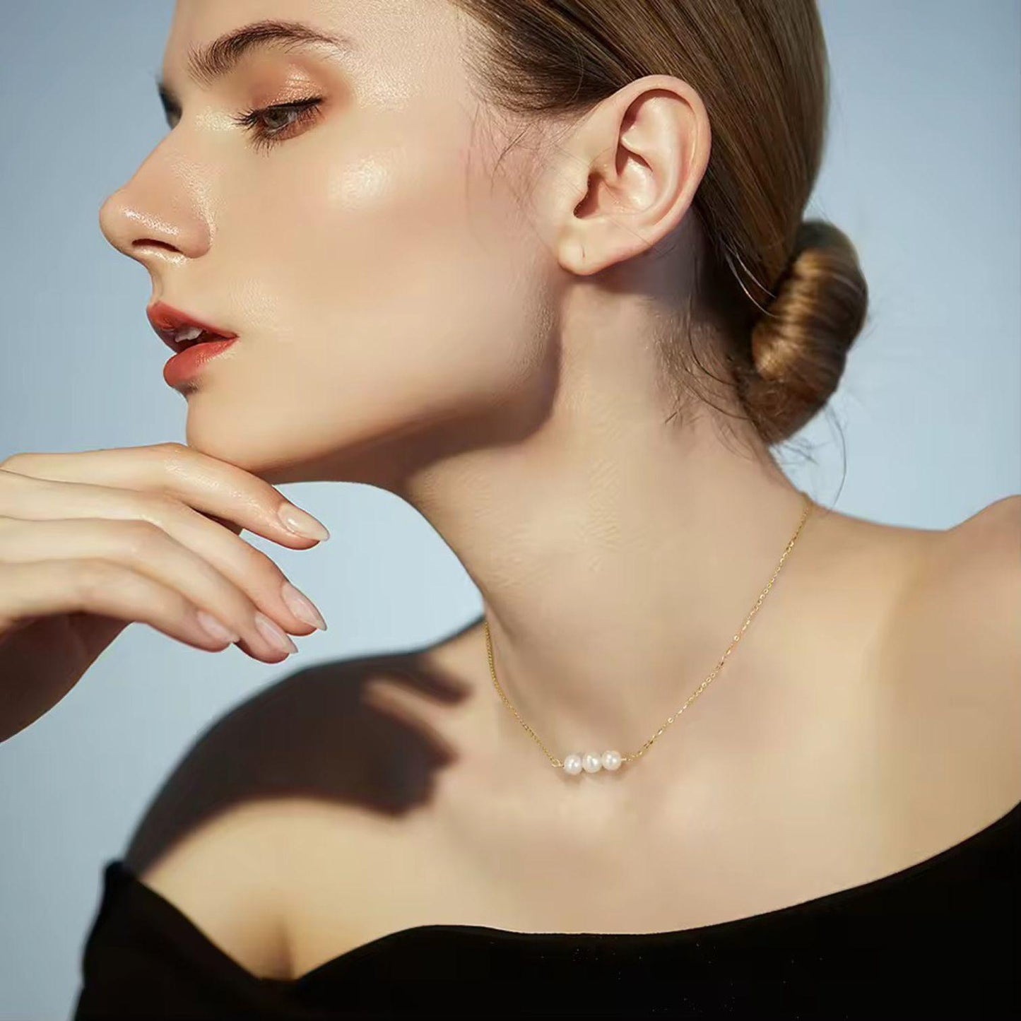 Dainty Three Pieces Pearl Necklace Pendant - GPN20