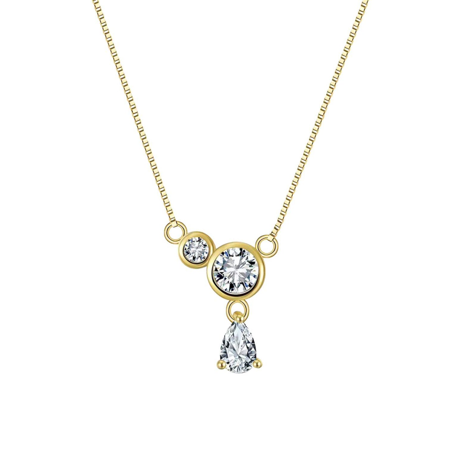 Dainty three Stone Cubic Zirconia Choker Necklace - APN47 Gold