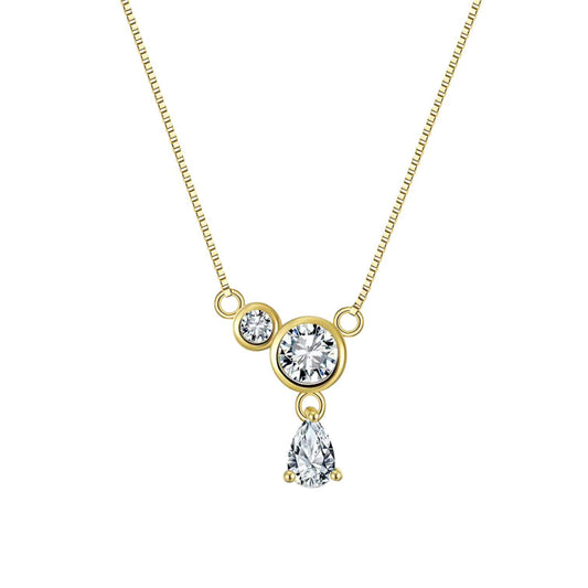 Dainty three Stone Cubic Zirconia Choker Necklace - APN47 Gold