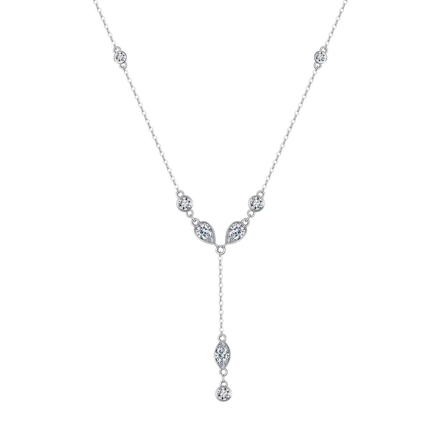 Delicate Cubic Zirconia Lariat Necklace - BQM18 Gold