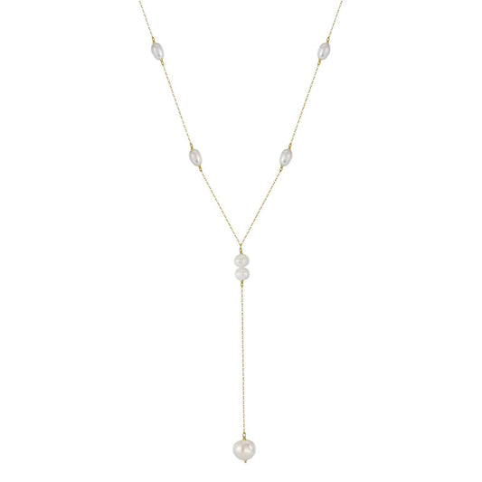 Delicate Freshwater Pearl Lariat Necklace - BQN17 Gold