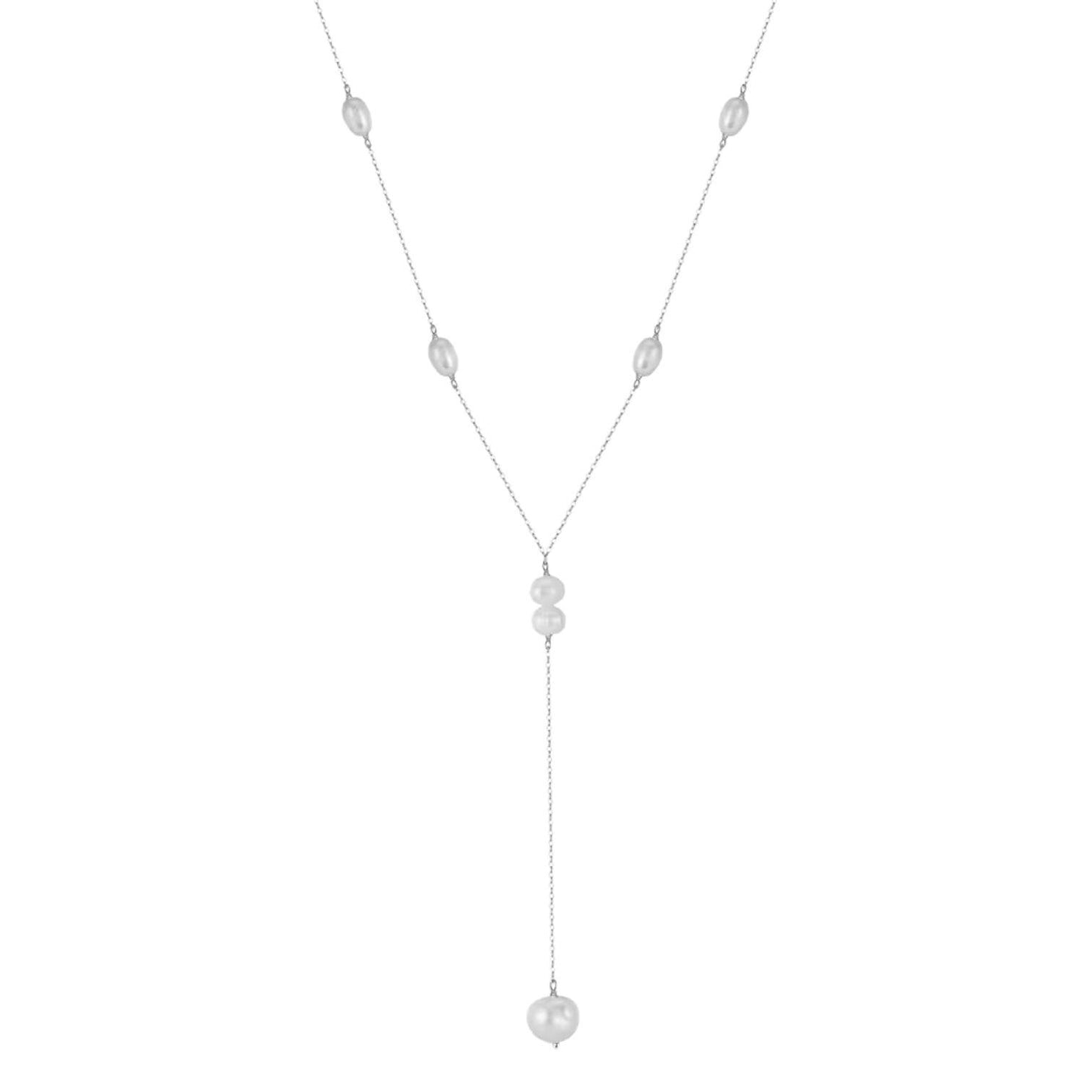 Delicate Freshwater Pearl Lariat Necklace - BQN17 Gold