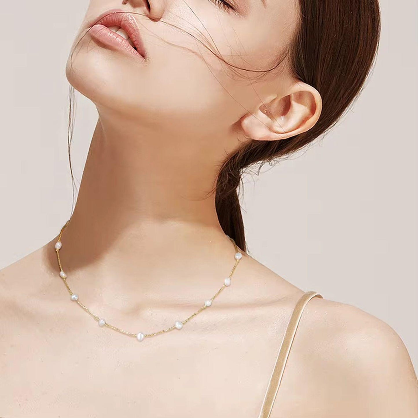 Delicate Natural Freshwater Pearl Choker Necklace - BGPN19