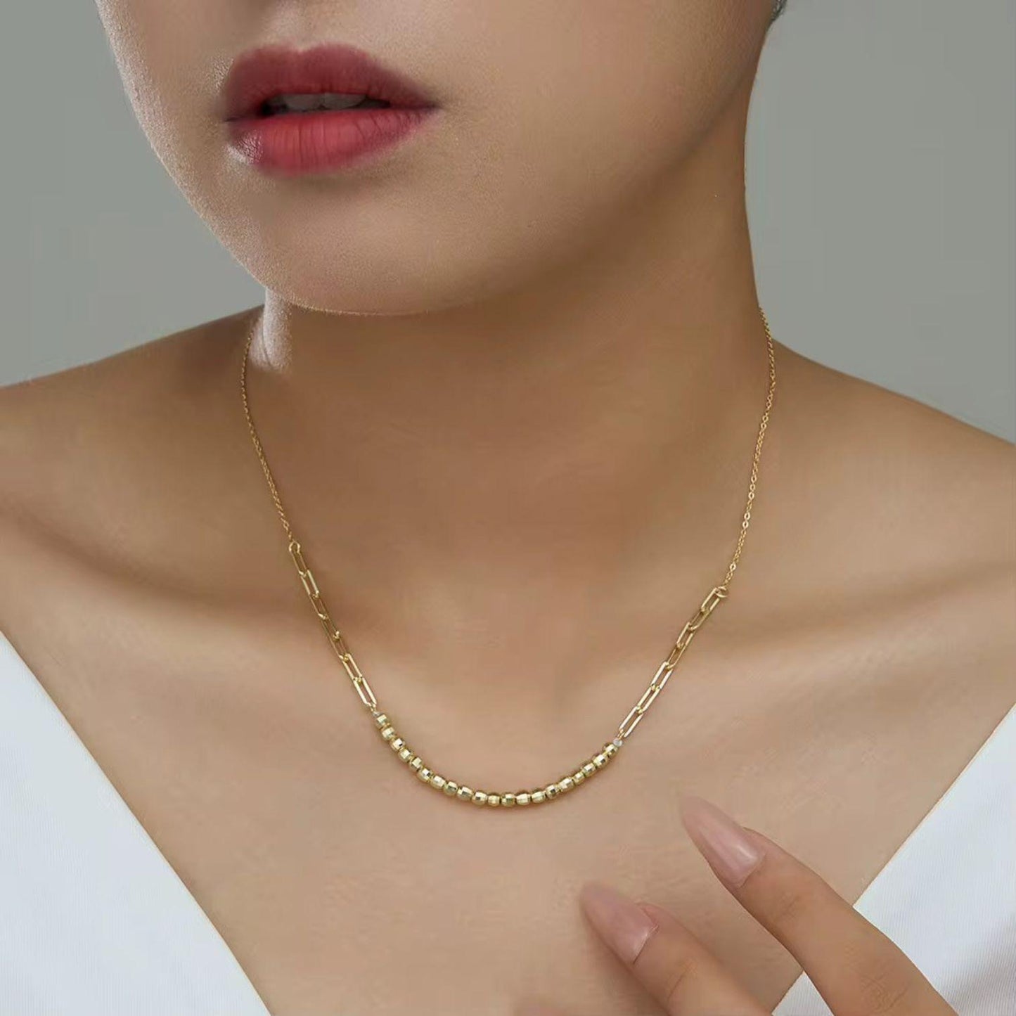 Multi Ball Chain Beads Necklace - APN57